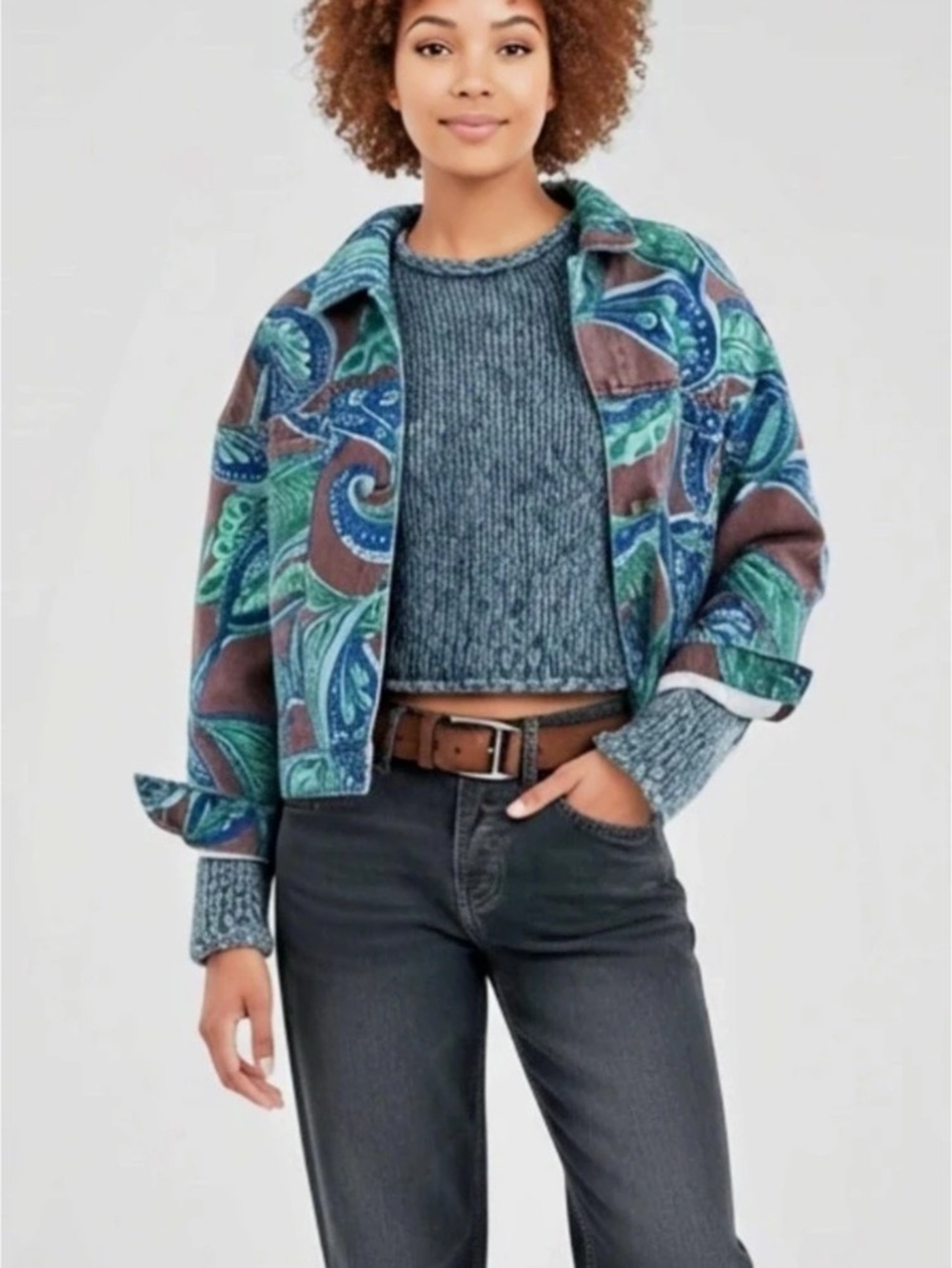 We The Free Opal Swing Printed Denim Jacket by Free People